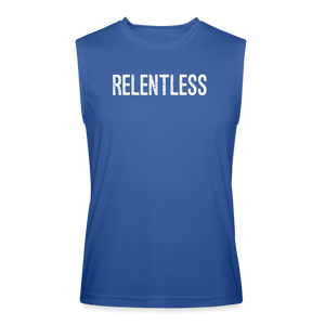 Relentless, Men’s Premium Tank with White Lettering - royal blue