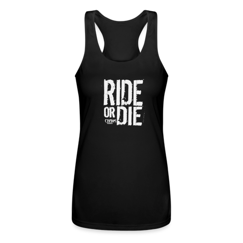 Ride Or Die White Logo Women’s Racer Back Tank Top - black