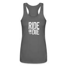 Ride Or Die White Logo Women’s Racer Back Tank Top - charcoal