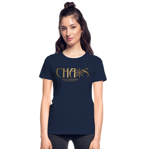 OG Chaos Nutrition Logo Women's T-Shirt with Gold Logo - navy