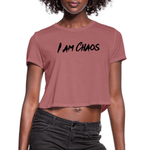 I AM CHAOS - WOMEN'S CROPPED T-SHIRT - BLACK LETTERING - mauve