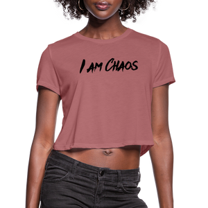 I AM CHAOS - WOMEN'S CROPPED T-SHIRT - BLACK LETTERING - mauve