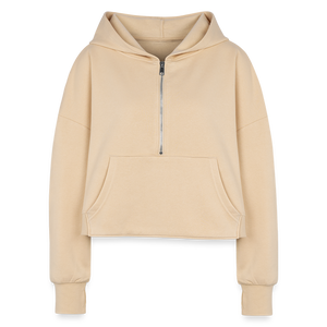Women's Ride Or Die Half Zip Cropped Hoodie - nude