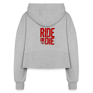 Women's Ride Or Die Half Zip Cropped Hoodie - heather gray