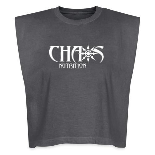 Women's Muscle Tank White Chaos Logo - faded black