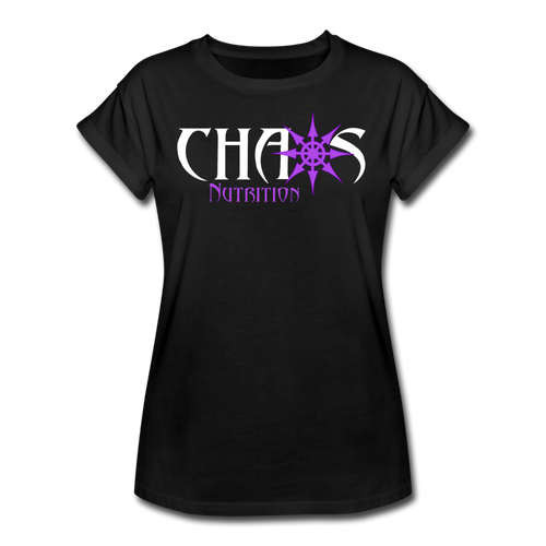 Chaos Nutrition - Premium Women's S/S Tee With Purple & White Logo - black