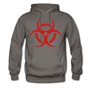 RIDE OR DIE, BLACK HOODIE WITH RED LETTERING - asphalt gray