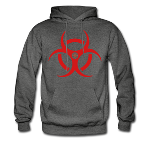 RIDE OR DIE, BLACK HOODIE WITH RED LETTERING - charcoal gray
