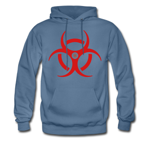 RIDE OR DIE, BLACK HOODIE WITH RED LETTERING - denim blue