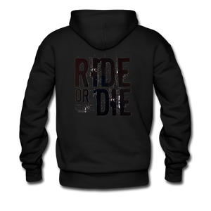 RIDE OR DIE, HOODIE WITH BLACK LETTERING - black