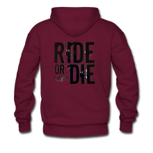 RIDE OR DIE, HOODIE WITH BLACK LETTERING - burgundy