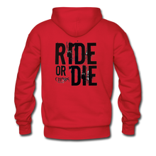 RIDE OR DIE, HOODIE WITH BLACK LETTERING - red