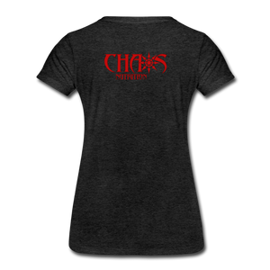 SHE CAME TO CAUSE CHAOS - PREMIUM WOMEN'S S/S TEE - BLACK - charcoal gray