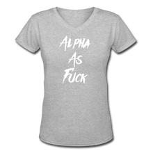 ALPHA AS FUCK - PREMIUM WOMEN'S S/S V NECK TEE - gray