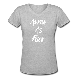 ALPHA AS FUCK - PREMIUM WOMEN'S S/S V NECK TEE - gray