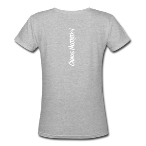 ALPHA AS FUCK - PREMIUM WOMEN'S S/S V NECK TEE - gray
