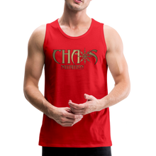 CHAOS NUTRITION, Black Tank Top with Gold Lettering - red