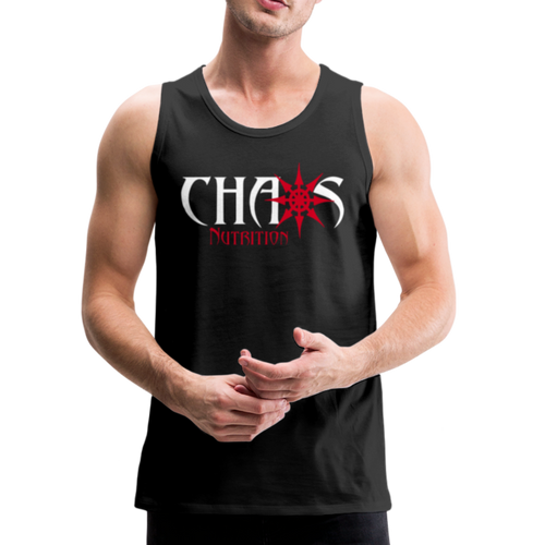 CHAOS NUTRITION, Black Tank Top with Red - White Lettering - black