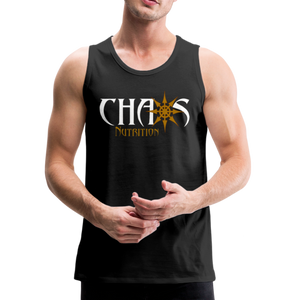 CHAOS NUTRITION, Black Tank Top with Gold- White Lettering - black
