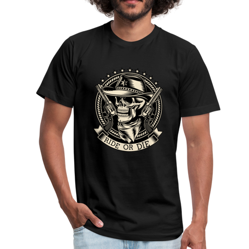 RIDE OR DIE- GUNS BLAZIN' BLACK TEE - black