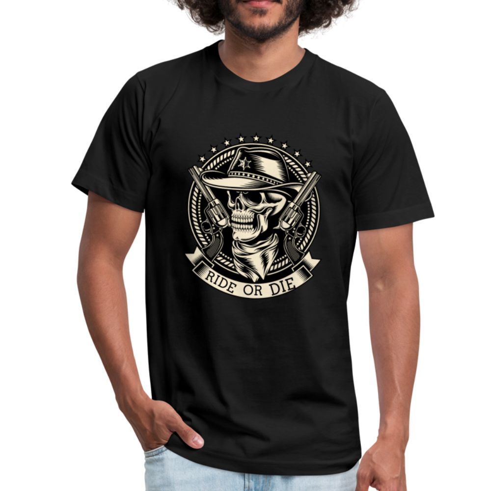 RIDE OR DIE- GUNS BLAZIN' BLACK TEE - black