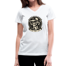 RIDE OR DIE- GUNS BLAZIN' BLACK V- NECK TEE - white