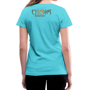 RIDE OR DIE- GUNS BLAZIN' BLACK V- NECK TEE - aqua