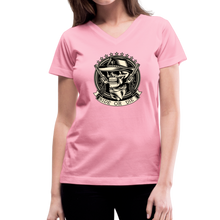 RIDE OR DIE- GUNS BLAZIN' BLACK V- NECK TEE - pink