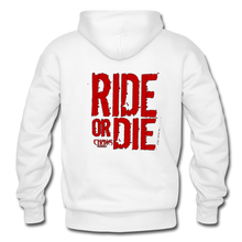 OG CHAOS + RIDE OR DIE, BLACK HOODIE WITH RED LETTERING - white