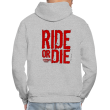 OG CHAOS + RIDE OR DIE, BLACK HOODIE WITH RED LETTERING - heather gray