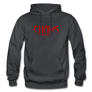 OG CHAOS + RIDE OR DIE, BLACK HOODIE WITH RED LETTERING - charcoal grey