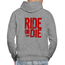 OG CHAOS + RIDE OR DIE, BLACK HOODIE WITH RED LETTERING - graphite heather