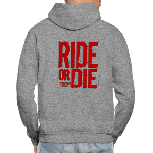 OG CHAOS + RIDE OR DIE, BLACK HOODIE WITH RED LETTERING - graphite heather