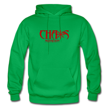 OG CHAOS + RIDE OR DIE, BLACK HOODIE WITH RED LETTERING - kelly green