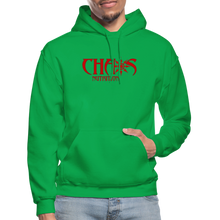 OG CHAOS + RIDE OR DIE, BLACK HOODIE WITH RED LETTERING - kelly green