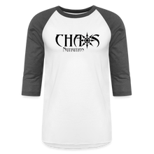 CHAOS NUTRITION  - PREMIUM 3/4 SLEEVE BASEBALL T-SHIRT- BLACK LOGO - white/charcoal