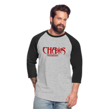 CHAOS NUTRITION  - PREMIUM 3/4 SLEEVE BASEBALL T-SHIRT- RED LOGO - heather gray/black