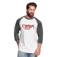 CHAOS NUTRITION  - PREMIUM 3/4 SLEEVE BASEBALL T-SHIRT- RED LOGO - white/charcoal