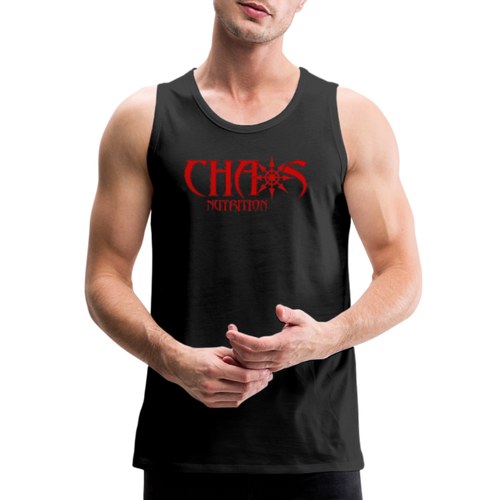 CHAOS NUTRITION, Black Tank Top with Red Lettering - black