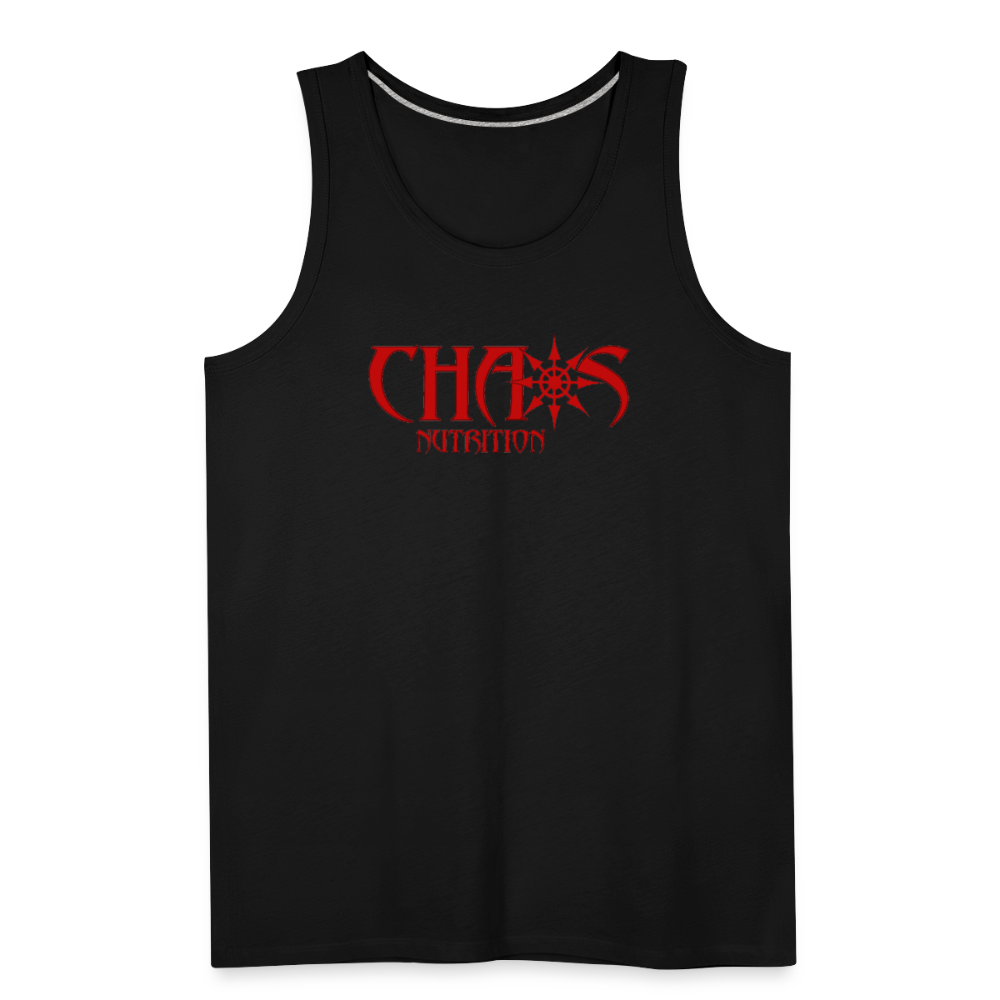 CHAOS NUTRITION, Black Tank Top with Red Lettering - black