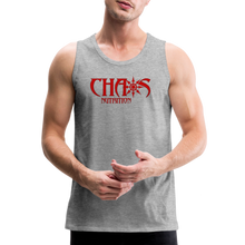CHAOS NUTRITION, Black Tank Top with Red Lettering - heather gray