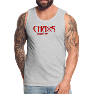 CHAOS NUTRITION, Black Tank Top with Red Lettering - heather gray