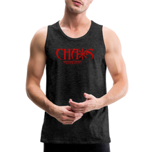 CHAOS NUTRITION, Black Tank Top with Red Lettering - charcoal grey