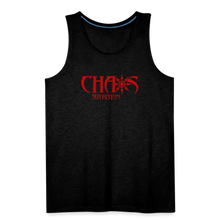 CHAOS NUTRITION, Black Tank Top with Red Lettering - charcoal grey
