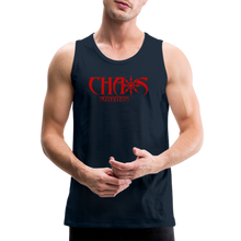 CHAOS NUTRITION, Black Tank Top with Red Lettering - deep navy