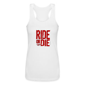 Ride Or Die Racerback Tank Top Red Lettering - white