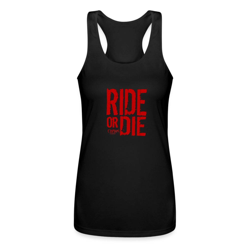 Ride Or Die Racerback Tank Top Red Lettering - black