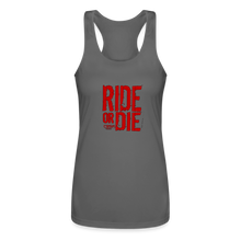 Ride Or Die Racerback Tank Top Red Lettering - charcoal
