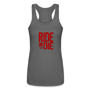Ride Or Die Racerback Tank Top Red Lettering - charcoal