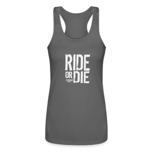 Ride Or Die Racerback Tank Top White Lettering - charcoal